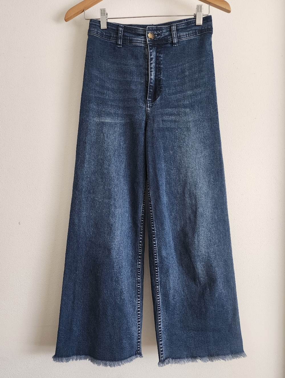 Billabong Free Fall High Rise Wide Leg Cropped Jeans Indigo Blue Size 26 - Picture 5 of 12